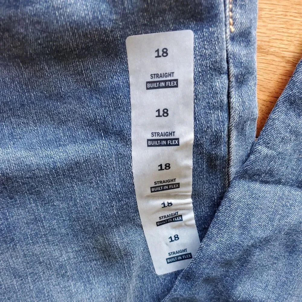Old Navy Boys Size 18 Jeans Built In Flex Straight Leg‎ Blue Adjustable Waist